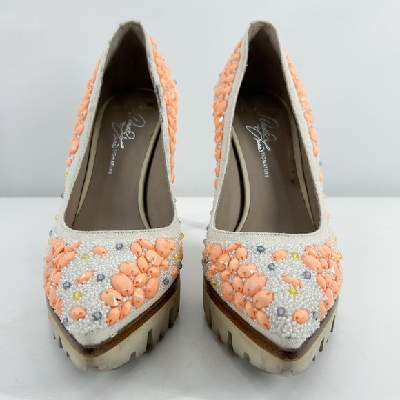 Donald J. Pliner Embellished Beaded Platform Heels Size 7 - Picture 3 of 7